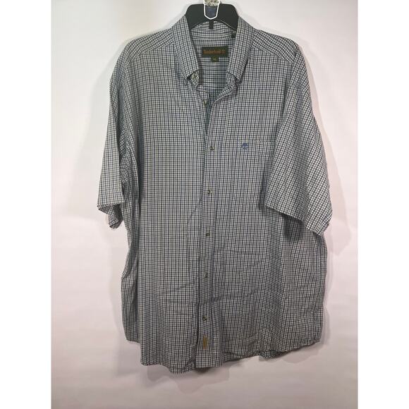 Timberland Men's Short Sleeved Button Down Blue White Plaid Shirt Size XL - Picture 1 of 6